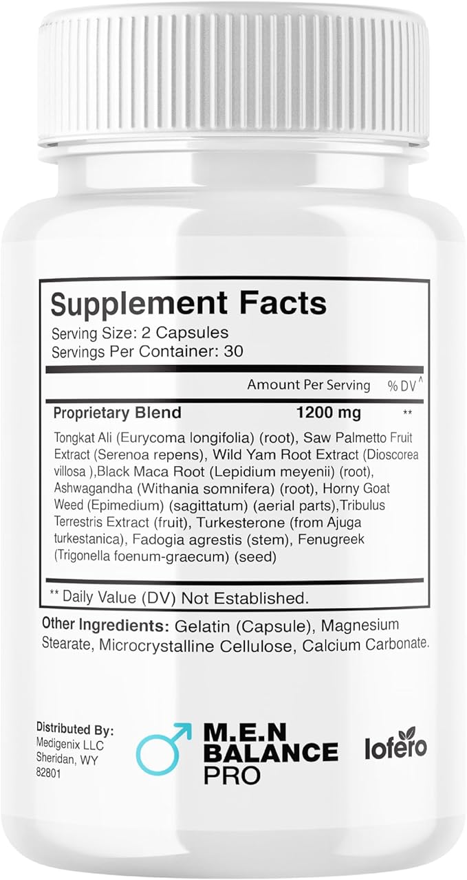 (5 Pack) Men Balance Pro Capsules, M.E.N Max Triple Action Formula Capsulas Pills Mens Multivitamins Premium All Natural Advanced Maximum Strength Health Wellness Supplement Support Reviews (300 ct)