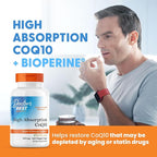 Doctor's Best High Absorption CoQ10 100mg with BioPerine Supplement - Coenzyme Q10 Caps for Heart Health & Antioxidant Support, CoQ10 100 mg for Women & Men, Non GMO - 360 Veg Capsules