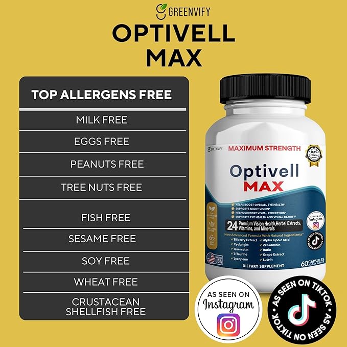 Optivell MAX Eye Health Supplement, 24 Premium Vision Vitamins & Minerals, 60 Capsules, 30 Day Supply (1)