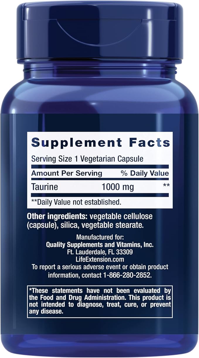 Life Extension Taurine 1000mg and Sea-Iodine 60 Capsules Supplement Bundle