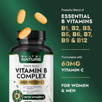 Built by Nature Vitamin B Complex – Super B Complex Vitamins for Women & Men – Energy, Stress & Immune Support – High Potency B Vitamins Complex with B12 – 180 Tablets