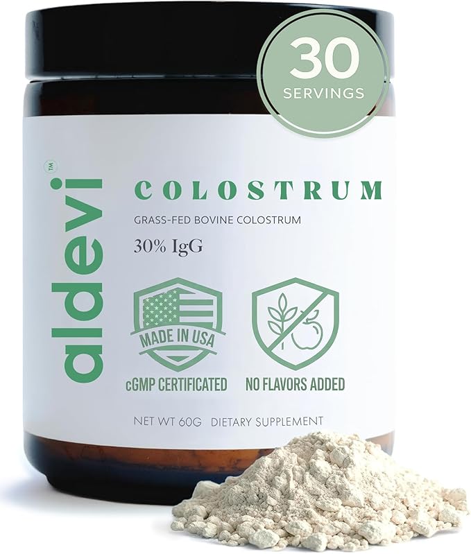 Bovine Colostrum Powder, Grass-Fed & Pasture-Raised, Made in USA, cGMP, High IgG, Unflavored, Mixes Easily, Gut & Immune Support, Third-Party Tested, 30 Servings