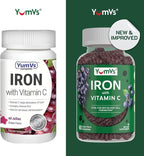Iron Gummies Supplement with Vitamin C – 10 mg Iron Supplement – Great-Tasting Gummies Grape Flavor – Supports Immune Health & Helps with Iron Deficiency – Vegan, Kosher, Non-GMO – 60 Count