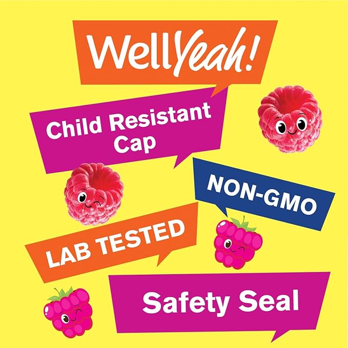WellYeah Vitamin B12 Gummies for Kids - Boost Energy, Improve Brain Function, and Strengthen Immune System - Non-GMO, Gluten-Free - Great Tasting Berry Flavor - Easy to Chew - 60 Gummies