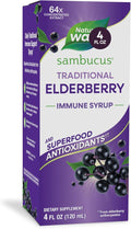 Nature’s Way Sambucus Traditional Elderberry Syrup for Traditional Immune Support* with Highly Concentrated Black Elderberry Extract & Superfood Antioxidants, Adults & Kids 7+, Berry Flavored, 4 Fl Oz