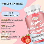 Lofei Alpha Lipoic Acid Gummies 600mg with Vitamin B1,B6 & B12,Sugar Free,ALA Supplement for Energy* & Vi*tality,High Absorption,Non-GMO, Vegan, Gluten-Free,Raspberry Flavor,60 Gummies