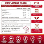 ZEBORA CoQ10-200mg with Trans-Resveratrol, PQQ & Vitamin E - High Absorption Coenzyme-Q10 with BioPerine - Powerful Antioxidant for Heart & Energy-Production,120 Veggie Capsules