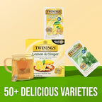 Twinings Superblends Probiotics+ Lemon & Ginger Flavoured Herbal Tea with Turmeric, Caffeine-Free, 18 Count (Pack of 2), Enjoy Hot or Iced, 18 Teabags