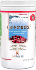 Biopharma Scientific Nanoreds: Reds Superfood Fruit & Vegetable Powder Smoothie Mix for Digestive Health & Immunity with Antioxidants, VitaminC, Elderberry, Pomegranate, Berry Flavor, 30 Servings