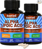 2 Pack Alpha Lipoic Acid Supplement, Alpha Lipoic Acid 600mg Per Serving, Vegan, Gluten Free, Non-GMO ALA Supplement, 120 Vegetable Capsules