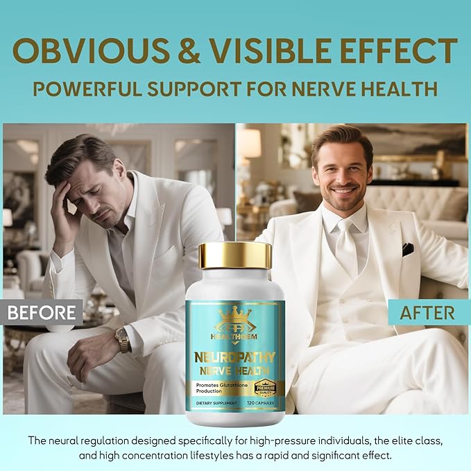 Neuropathy Support, Natural Nerve Supplement, Nerve Savior for Neuropathy with Pure Alpha Lipoic Acid, Fortify Nerves in Hands, Neck, Feet & Toes - 120 Capsules | 40-Day Supply