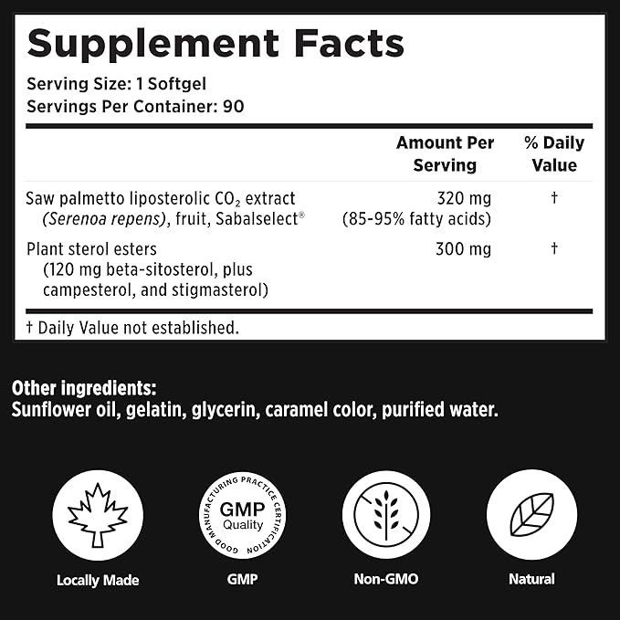 Utiva Prostate Health - Natural Formula for Healthy Function and Urine Flow - Prostate Supplement for Men - Beta-Sitosterol and Saw Palmetto for Men - 30 Softgels