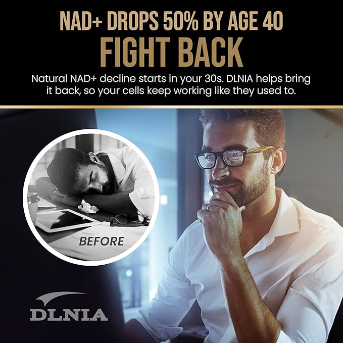 DLNIA Liposomal NAD+ Supplement & NMN Alternative | Nicotinamide Riboside (NR) 1258 mg with Resveratrol, Quercetin, Pterostilbene & CoQ10-12-Nutrient High-Absorption Cellular Energy & Healthy Aging