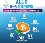 B Complex Vitamins Capsules - Super Complete B-100 Complex with Vitamin B12 B6 C Biotin Folate & Folic Acid for Immune & Energy Support - Supplement for Heart, Brain, & Nerve Support - 60 Capsules