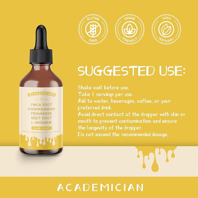 Ashwagandha Drops with MACA Root Drops L Arginine Beet Root Liquid Fenugreek Liquid - 60ML
