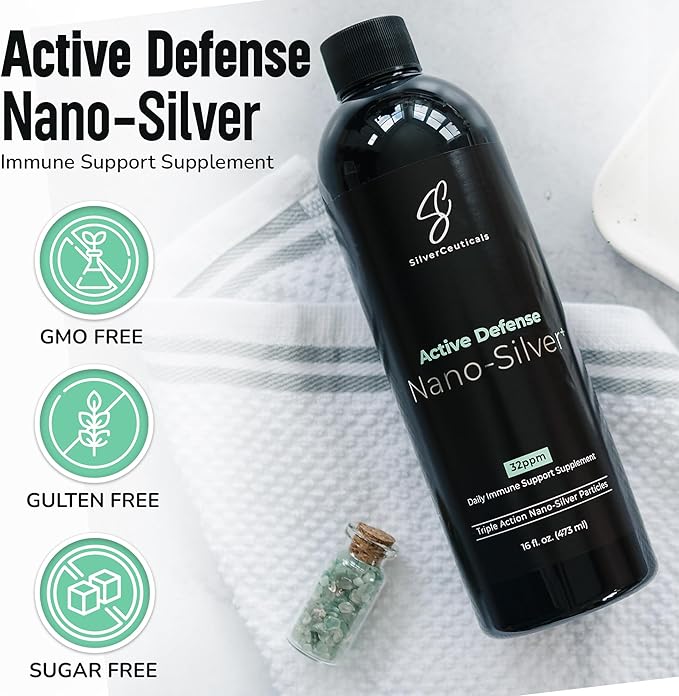 Colloidal Silver w/Nano Technology - 32ppm 16oz - 8X More Effective - Natural Immune Support - Save the Sick Days - Ages 5 & Up - Outperforms Higher PPM Silvers - No Taste & Smell - 3rd Party Tested