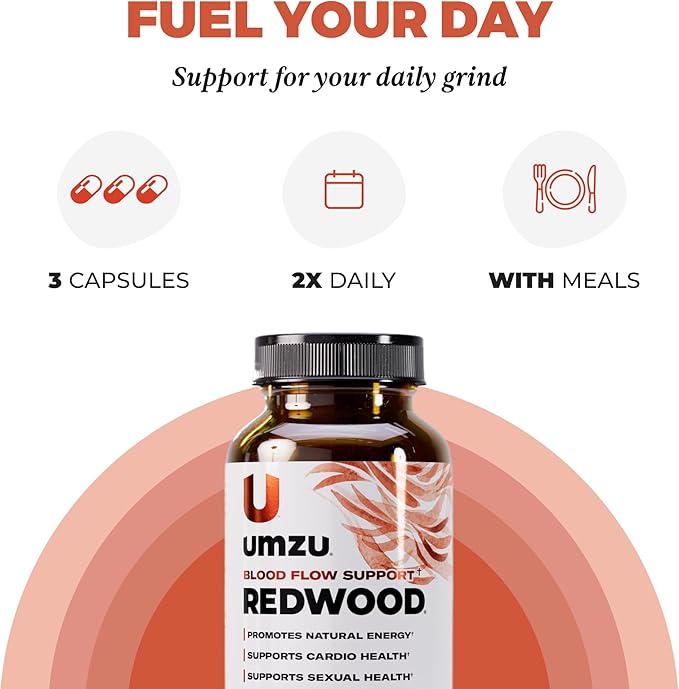 UMZU Redwood Nitric Oxide Booster, (30 Day Supply) – Vitamin C, Garlic & Horse Chestnut – Healthy Circulation & Endurance – Daily Cardiovascular Support Nitric Oxide Supplement Blood Flow Supplement