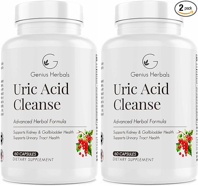 Uric Acid Cleanse – Supports Kidney, Liver, Gallbladder & Urinary Tract Health, Advanced Herbal Formula - 60 Capsules (Pack of 2)