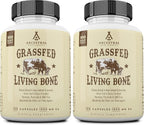 Ancestral Supplements Grass Fed Beef Living Bone Supplement, Bone Meal Capsules Support Bone Health, Oral and Joint Health and Flexibility, Non-GMO, 180 Capsules (Pack of 2)