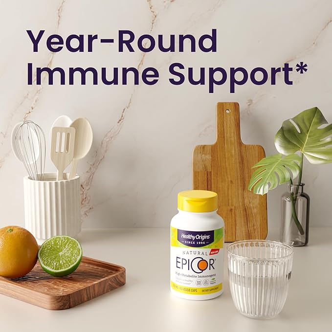 Healthy Origins EpiCor 500 mg, 60 Veggie Capsules - Featuring Clinically Studied Dried Yeast Fermentate - Supports Immune Function, Seasonal Wellness & Healthy Respiratory Health - 2 Month Supply