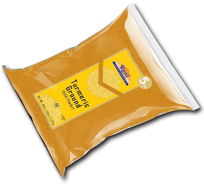 Rani Turmeric (Haldi) Root Powder Spice, (High Curcumin Content) 80oz (5lbs) 2.27kg Bulk ~ All Natural | 100% Pure, Salt Free | Vegan | Gluten Friendly | NON-GMO | Kosher | Indian Origin