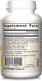 Jarrow Formulas MK-7 90 mcg - Bioactive Form of Vitamin K2-90 Servings (Softgels) - for Bone & Cardiovascular Health - Vitamin K2 MK-7 Dietary Supplement - Gluten-Free