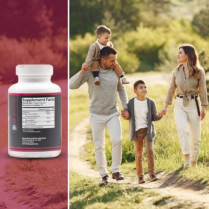 D-Mannose with Cranberry, Dandelion & Hibiscus Extract - Aids in Bladder, Urinary Tract Support, Flush Impurities - Ultra Absorption Gluten Free & Non GMO | 60 Capsules