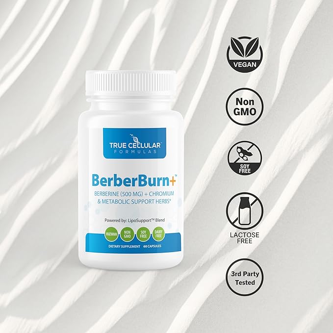 BerberBurn+: Berberine Supplement, Magnesium & Chromium Capsules for Daily Wellness & Energy, Boost Vitality and Maintain Balance, Essential Nutrients for Health, 60 Count