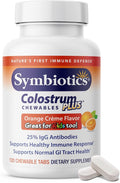 Symbiotics Naturade Colostrum Chewable Tablets Immune & Digestive Support with Lactoferrin, Gluten Free, Low Sugar, Easy Daily Wellness Nutrition (120 Count - Orange Cream)