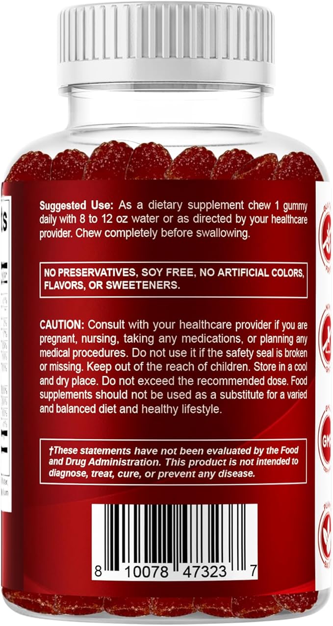Vitamatic Vitamin B Complex Gummies with Vitamin C & Inositol - Natural Strawberry Flavor - 60 Gummies (3 Bottles)