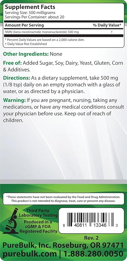 Nicotinamide Mononucleotide (NMN) - NAD Supplement - NMN Powder (10 Grams)