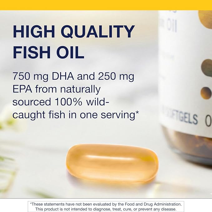Metagenics OmegaGenics Fish Oil Neuro 1000 mg Omega Supplement for Brain Health & Function* - 750 mg DHA & 250 mg EPA - with No Fishy Taste - Sustainably Sourced - Non-GMO & Gluten-Free - 60 Softgels