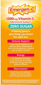 Emergen-C Zero Sugar 1000 mg Vitamin C Powder for Daily Immune Support Caffeine Free Vitamin C Supplements with Zinc & Manganese,B Vitamins&Electrolytes, Raspberry Lemonade Flavor 36 Count(Pack of 2)