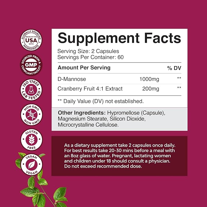 Bundle of Advanced Kidney Support with Uva Ursi, Stinging Nettle & Astragalus for Kidney health and D Mannose with Cranberry Supplement - Potent D Mannose 1000mg Capsules for Urinary Tract Health
