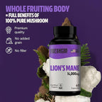 FreshCap Lions Mane Supplement Capsules 14,000mg - Lion's Mane Mushroom 14:1 Extract for Brain Support, Premium Ayurveda Organic LionsMane Mushroom for Memory, Focus & Clarity (180 Capsules)