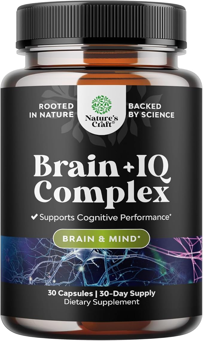 Nootropic Memory Supplement for Brain Support - Memory Pills for Brain Boost and Natural Energy Booster - Vitamin B12 Bacopa Monnieri Rhodiola Rosea DMAE Ginkgo Biloba Phosphatidylserine - 60 Count