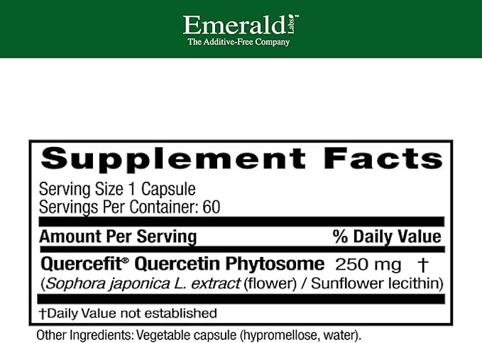 EMERALD LABS Quercetin Phytosome - Quercetin Complex for Immune Support - Vegan & Gluten-Free - 60 Vegetable Capsules