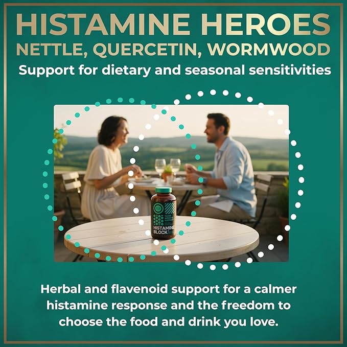 Histamine Block 10:1 Flavonoids Supplements - Quercetin, Stinging Nettle, Atermesia Natural Source Flavonoids - Seasonal Allergy Balance, Histamine Blocker - 60 Homeopathic Allergy Relief D-Hist Caps