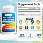 Best Naturals Potassium Gluconate 595 mg 250 Tablets (250 Count (Pack of 3))
