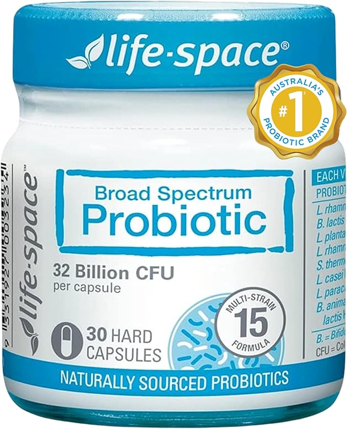 Life-Space Premium Broad Spectrum Probiotics, Clinically Proven, 32 Billion CFU & 15 Diverse Strains, Formulated for Daily Digestive Health & Immune Health, Probiotics for Women & Men, 30 Veg Capsules
