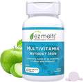 EZ Melts Multivitamin Without Iron - Daily Supplement with 18 Vitamins & Minerals - Contains Vitamin C, Folate, Biotin & More - Non-GMO & Vegan - Apple - 60 Dissolvable Tablets (30 Servings)