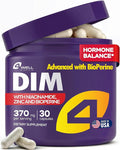 4Well Products Dim Supplement 370mg Complex with Zinc, Niacinamide - Estrogen Blocker for Women & Men, Hormone Balance - Hormonal Acne, Menopause and Antioxidant Support, Diindolylmethane 30 Capsules
