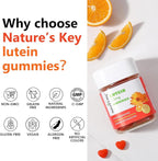Nature's Key Lutein Gummies 12mg with Zeaxanthin & Vitamin A for Kids and Adults | Eye Health and Brain Function Supplement | Orange Flavor, 60Ct
