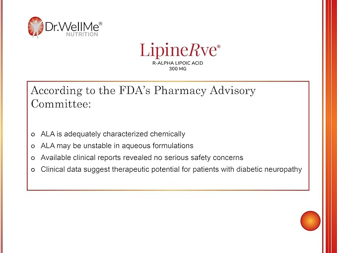 Dr.WellMe Lipinerve R Alpha Lipoic Acid 300mg Capsules Per Serving - an Antioxidant Supplement, Kosher | Halal 30 Count - Made in USA