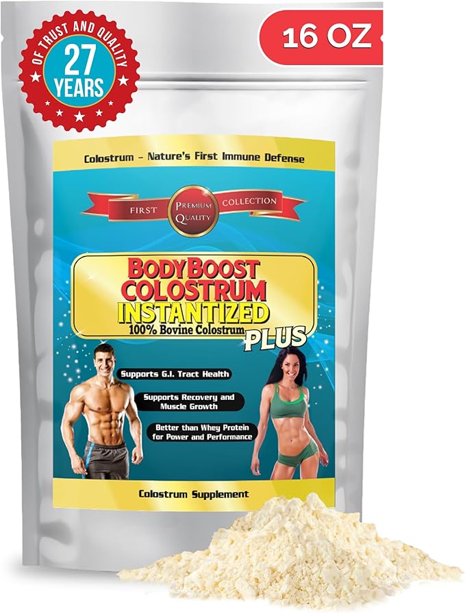 BodyBoost Instantized Colostrum Whole, 99.5% Bovine Colostrum Powder, Immune Booster with Immunoglobulin & Lactoferrin, Grass Fed Colostrum, Gut Health, Diverse Intake,16 oz