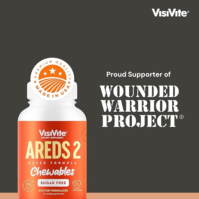 VisiVite AREDS 2 Sugar-Free Eye Vitamins - Alternative to Lutein Gummies for Eyes - Lutein for Eye Health - Premium Sugar-Free Eye Vitamins - Eye Care Supplements for Adults (Chewable Tablets)