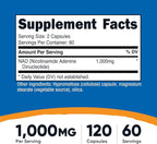 Nutricost NAD+ Supplement 1,000mg per Serving,120 Capsules (Nicotinamide Adenine Dinucleotide) - 60 Servings, Gluten-Free, Vegan