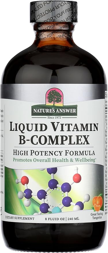 Nature's Answer Liquid Vitamin B-Complex Supports Healthy Energy Levels | Promotes Healthy Nerve Function | All-Natural Tangerine Flavor | Gluten-Free & Benzoate-Free 8oz