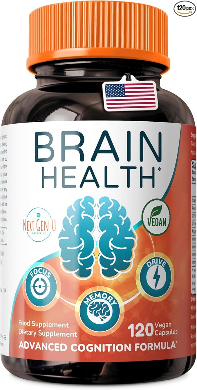 Brain Supplement - 120 Vegan Capsules - Dietary Nootropic May Help Memory, Cognitive Function & Focus - Formulation with Amino Acids, Polyphenols & B Vitamins - for Women, Men & Seniors - by NextGenU