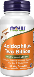 NOW Foods Supplements, Acidophilus, Two Billion, Strain Verified, Healthy Intestinal Flora*, 100 Veg Capsules